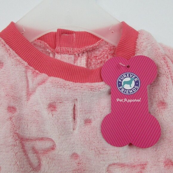 Furever Friends Dog‎ Pajamas Pink Heart Print Fleece Warm Soft Comfortable - Picture 5 of 7